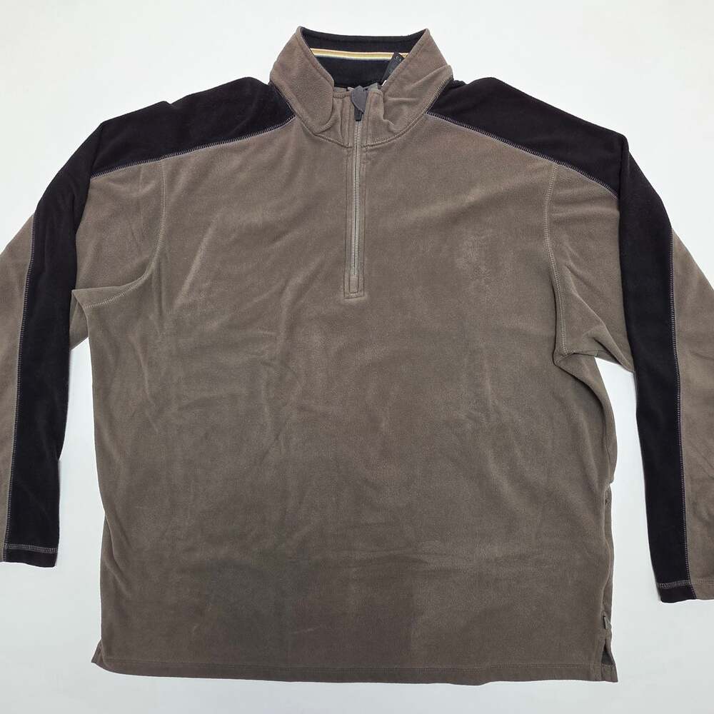 REI Men's XXL 1/4 Zip Fleece Pullover Brown Black Two-Tone